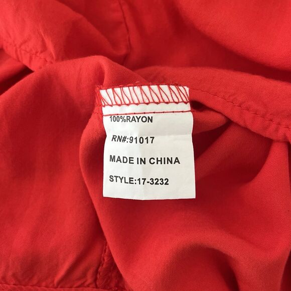 Luna Moon Embroidered Tunic Top Size M Boho Vibrant Red Orange Gypsy Festival - Picture 11 of 15